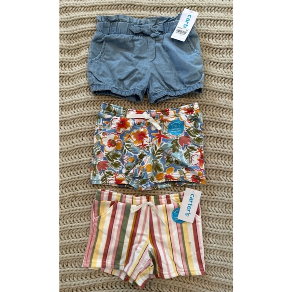 NWT Set of 3 Carter’s toddler pull on shorts girls sz 2T